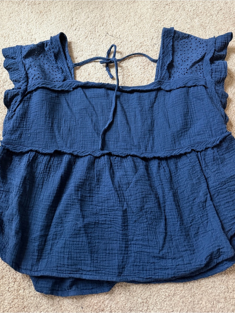 Maurice’s Navy Blue Ruffle-Trim Square Neck Tunic
